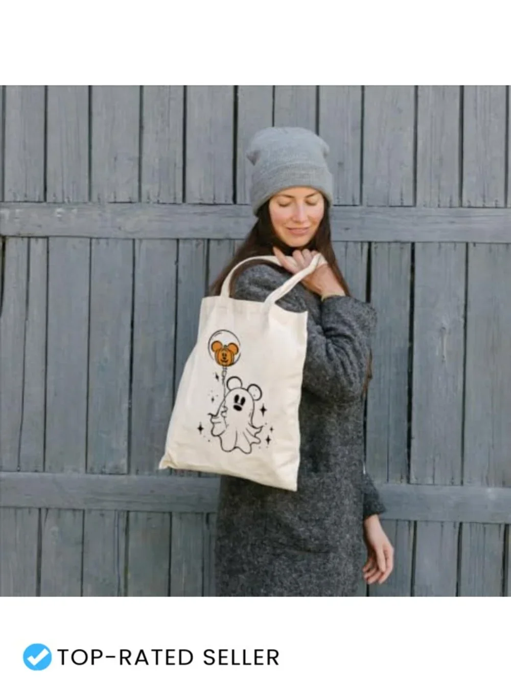 Eco-Friendly Cotton Canvas Tote Bag 16x14 Shoulder Strap Halloween